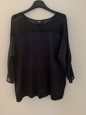 DKNY Black Sheer-Panel Long Sleeve Blouse